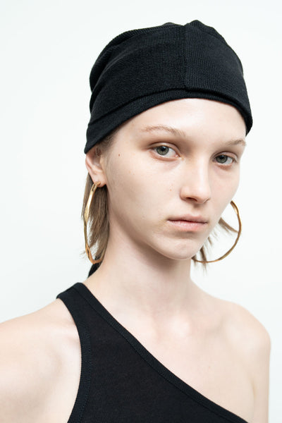[NF]25SS●LACE RIBBON SHIRRING BEANIE Lace Ribbon Shirring Beanie (Black) F25QE998 - FANCY CLUB