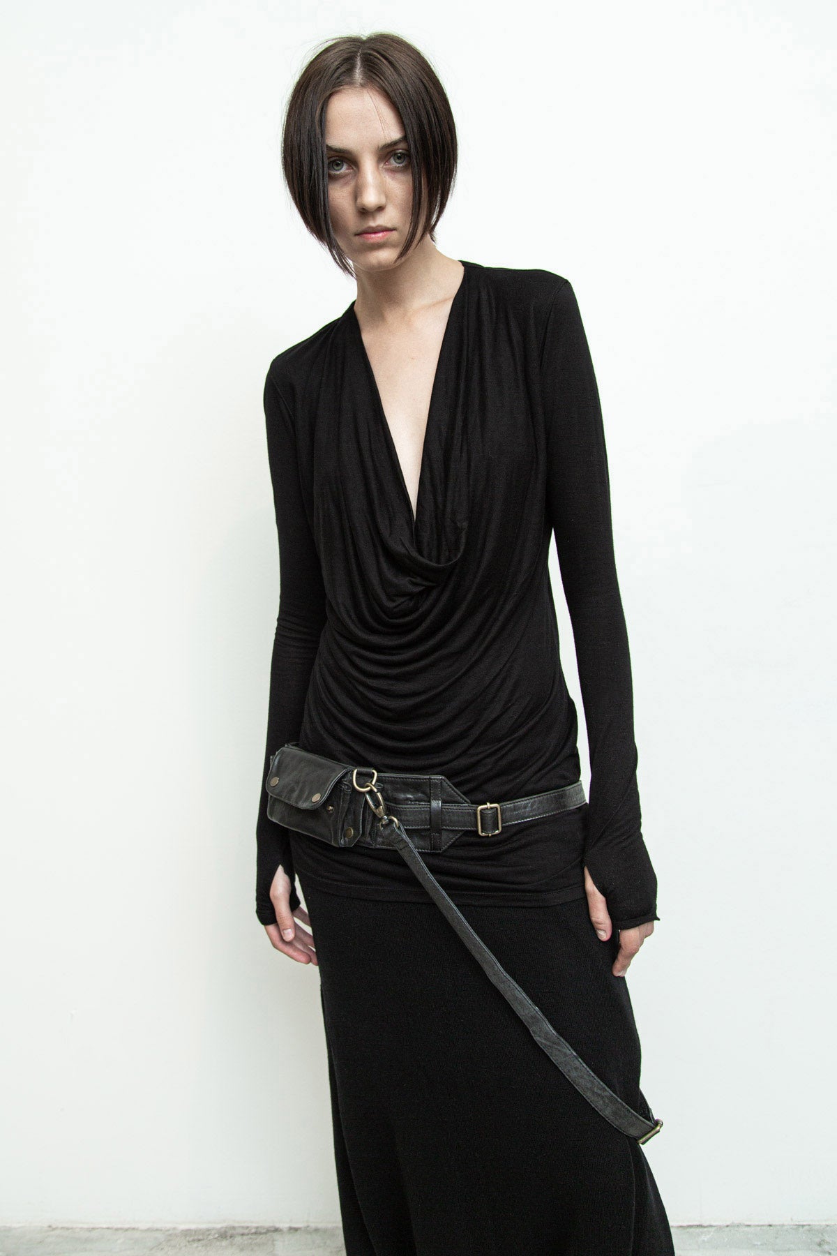 Bandolier $210 Sz M 32 - 38 Black Leather Rose Goldtone Rhinestone Belt A-186-BandolierBelt-Black-  main image 3