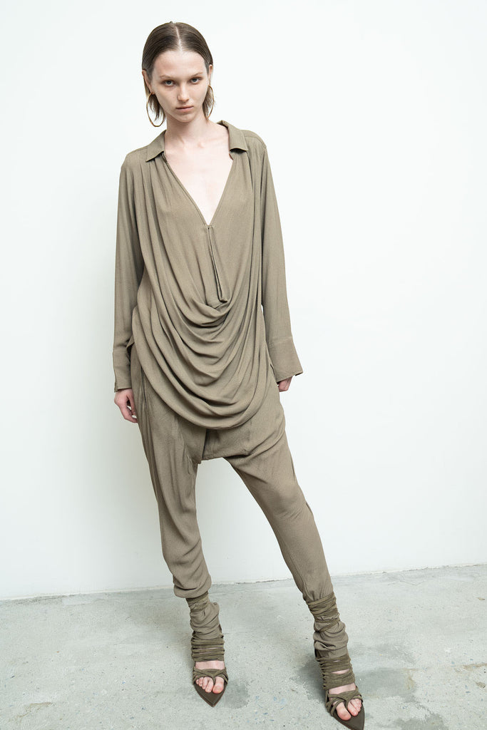 トップス theredthread S loop drape tops gry THEREDTHREAD / ザレッドスレッド】S loop drape tops
