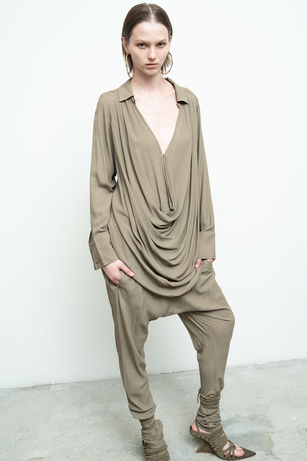 【新作】någonstans tuck drape shirt dress Oversized Striped Shirt Dress – TOP'n'TUK