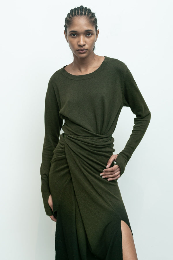 Wrap Sweater Dress Linen